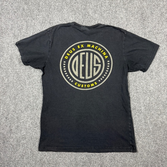 Deus Ex Machina Mens Black T Shirt Medium Logo Casual 038 - Picture 1 of 8